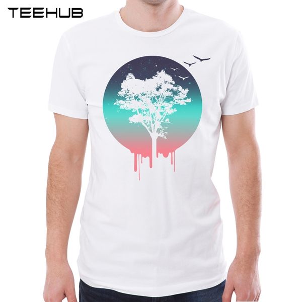 

teehub 2019 new arrivals men's fashion creative tree of life printed short sleeve t-shirt male cool casual o-neck soft tee