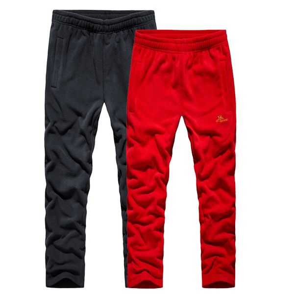 

fleece pants autumn winter men women windproof thick warm hiking trousers outdoor camping climbing fishing straight sports pants, Black;green