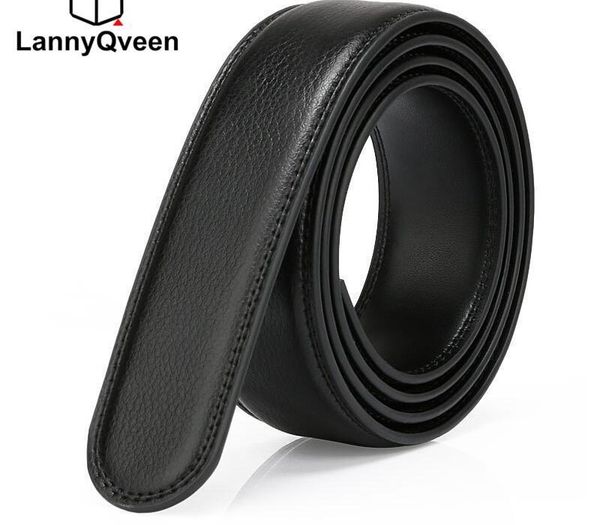 

no buckle belt 3cm black coffee colors genuine leather automatic belts strap men ribbon belt ing, Black;brown