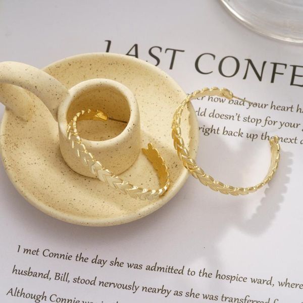 

hoop & huggie satin stainless steel copper brass leaf gold plated hammered big earring, Golden;silver