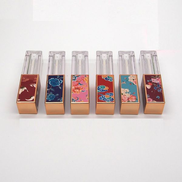 

3.5 ml empty lip gloss tubes mixing color plastic square 3d chinese style cosmetic container refillable lip gloss containers