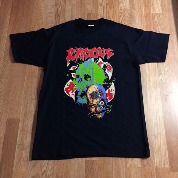 

vtg exodus t shirt 80's 90's tour concert 1990 impact era thrash metal reprint summer short sleeves cotton t-shirt fashion