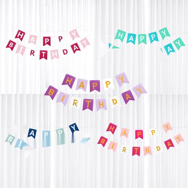 

party decoration dovetail flag-pulling happy party flag hanging decorative flag hanging birthday letter banner fish tail flag-hanging eeusv