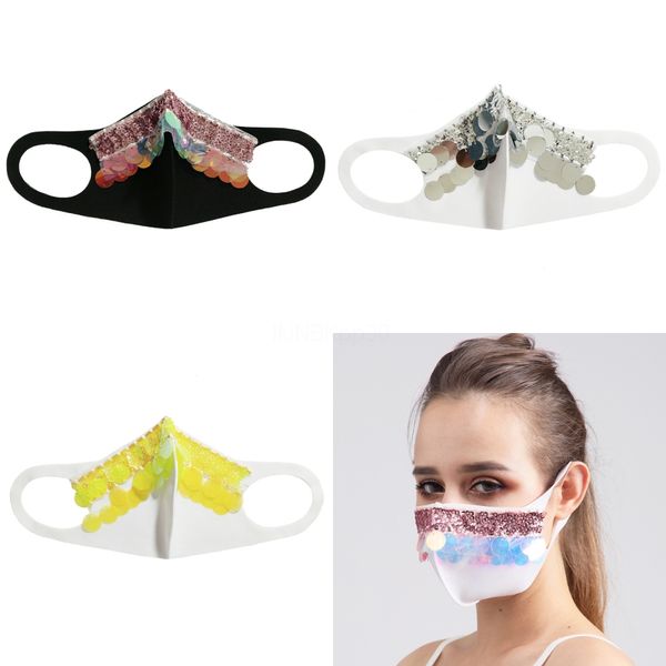 

мода bling bling блестки защитная маска пыле рот обложка моющийся многократное маска упругие ушной mouth маски # 776, Black