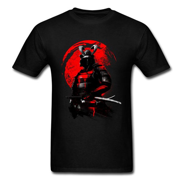 

samurai warrior cold style black red t-shirt men hero t shirts japan anime tees cotton clothing swordsman tshirt