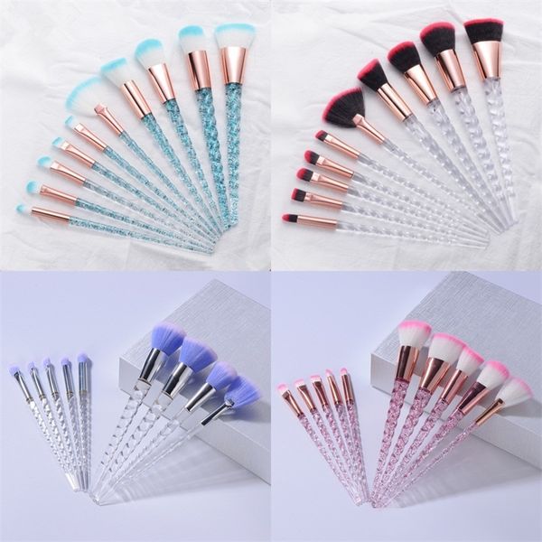 

unicorn make up brushes suit diamond crystal handle brush thickened aluminum tube spiral pattern handles beauty tools 9ch b2