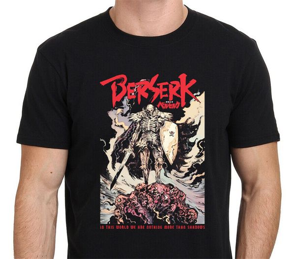

berserk guts skull knight black japan anime manga men's black t-shirt size s-xxl funny tee shirt
