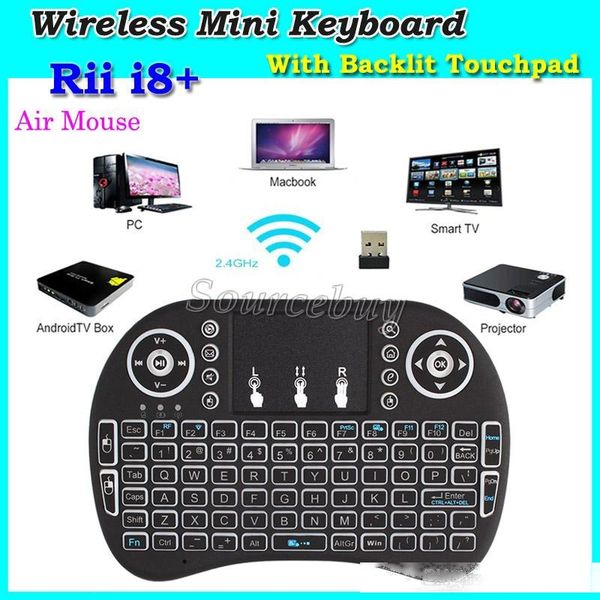 

wireless mini keyboards with backlit i8 plus game fly air mouse multi-media remote control touchpad handheld for tv box android mini pc dhl