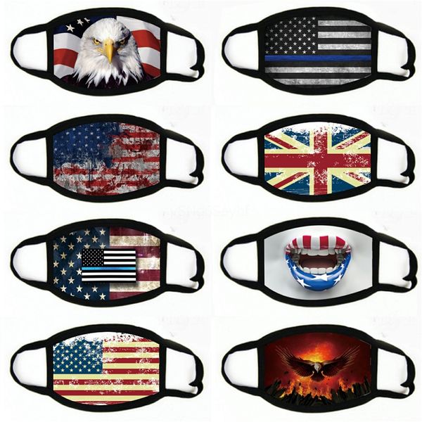 

american flag mask 2020 american printing dustproof fashion ice silk mouth cover fabric washable masks#631, Black
