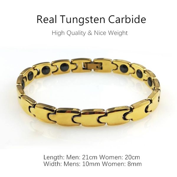 

8/10mm gold tungsten carbide bracelet high polished health magnet bangle, Black