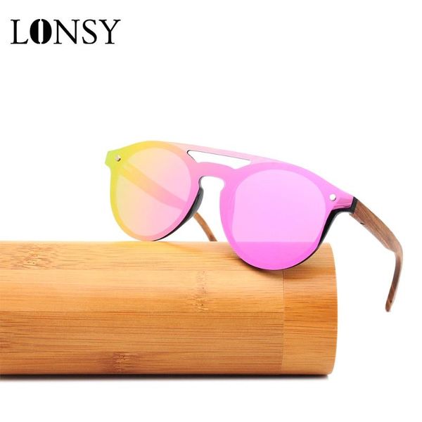 

lonsy natural wooden sunglasses women polarized brand design uv400 mirror sun glasses female shades masculino, White;black