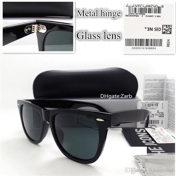 

g15 glass lens men women sunglasses uv400 plank frame hinge beach party 52 54 vintage eyeglass oculos with box case, White;black