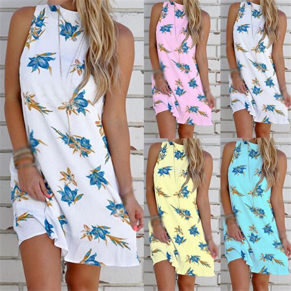 

dress women 2020 spring summer street casual slim thin beach party o neck mini printed dress vestidos, Black;gray