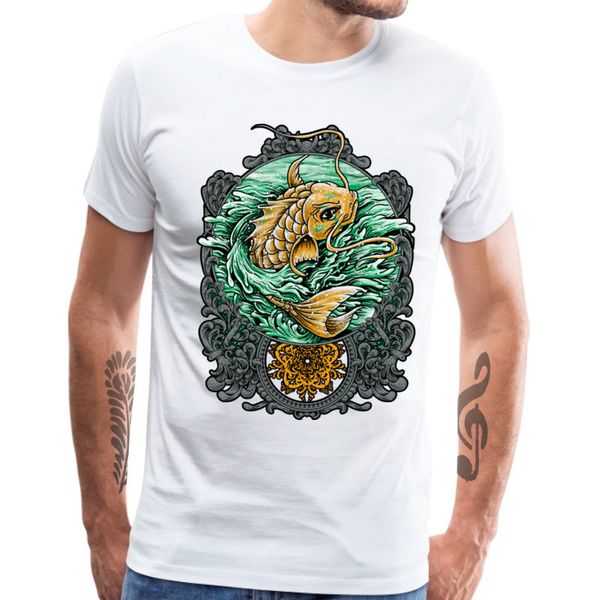

holy fish japan style tees koi designer men t shirt cotton new year day lucky gift o-neck t-shirt printed tshirt sale