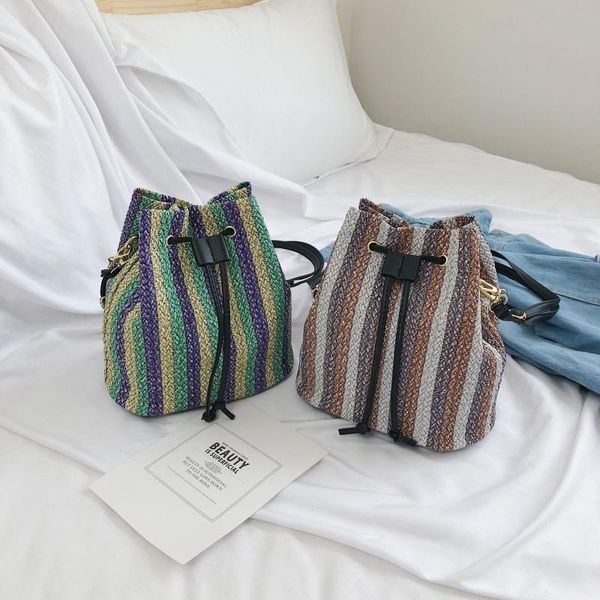 

2020 brand new women bohemian woven handbag straw rattan wicker bag beach casual messenger crossbody travel bags purse