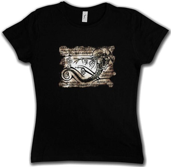 

cthulhu necronomicon piece woman t-shirt alien ufo sanscrit tr3b eduction flying