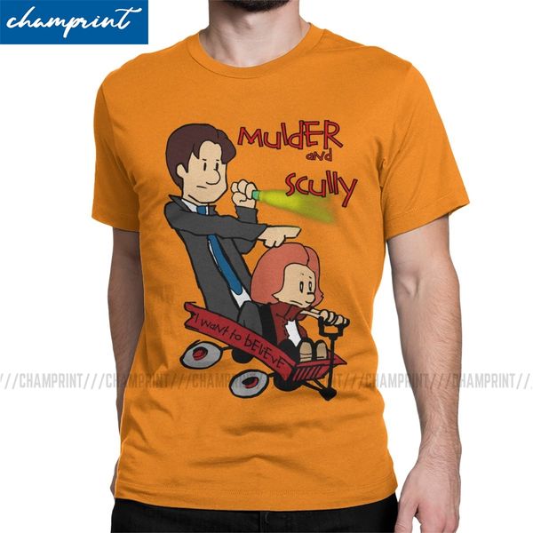 

men t-shirt mulder and scully casual 100% cotton tees short sleeve the x files ufo aliens tv t shirts round neck clothes 4xl 5xl