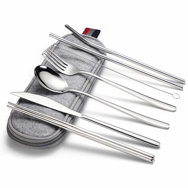 

black travel stainless steel cutlery set fork knife chopstick tableware set cutlery set rainbow travel cutlery portable bbygxy tore2010
