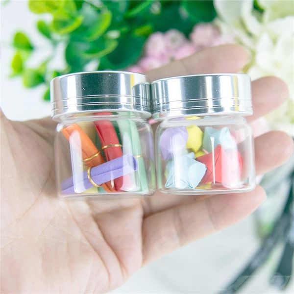 

20ml transparent glass container have screw plastic lid with silver tangent cute wishing craft vial refillable travel bottles