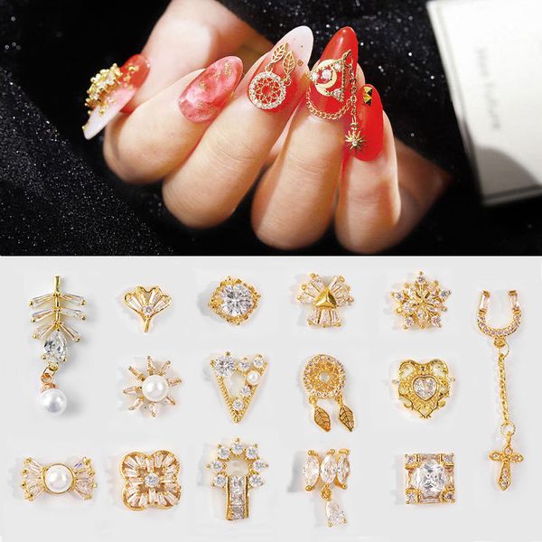 

nail art decorations 1 pcs rhinestones rectangle flat gold crystal shiny 3d strass gem stone decoration charms metal, Silver;gold