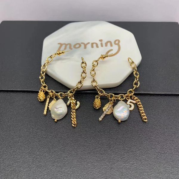 

Brand Fashion Pearl Jewelry Gold Color Tassel Pearl Earrings Natural Pearl Earrings Tassel Pearls Design Wedding Party Earrings