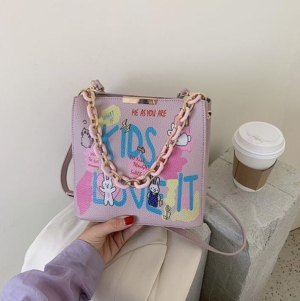 

2020 High Quality Graffiti Shoulder Bags Women Crossbody Sister Bags Senior Ladies Handbags Fashion Chain Bag