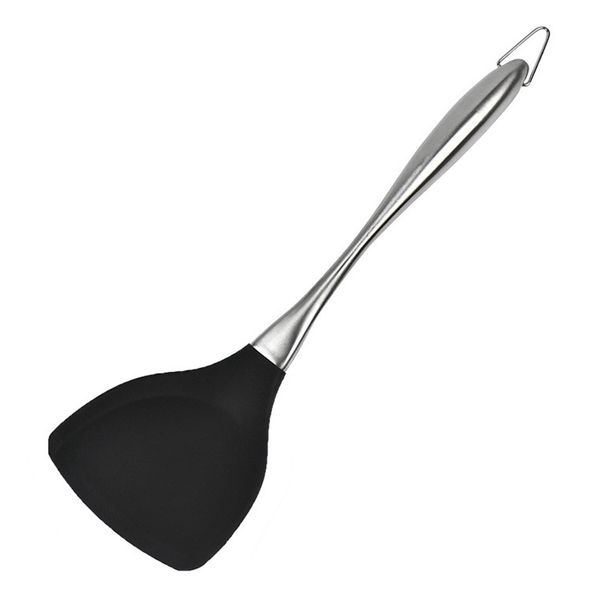 

new non-stick tool heat resistant grip chef kitchen cooking silicone easy clean shovel slotted spatula stainless steel handle t200415