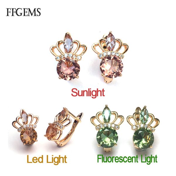 

ffgems crown zultanite серьги real 925 серебро sterling камень изменение цвета розового золота гальваническим изящных ювелирных изделий для, Golden;silver