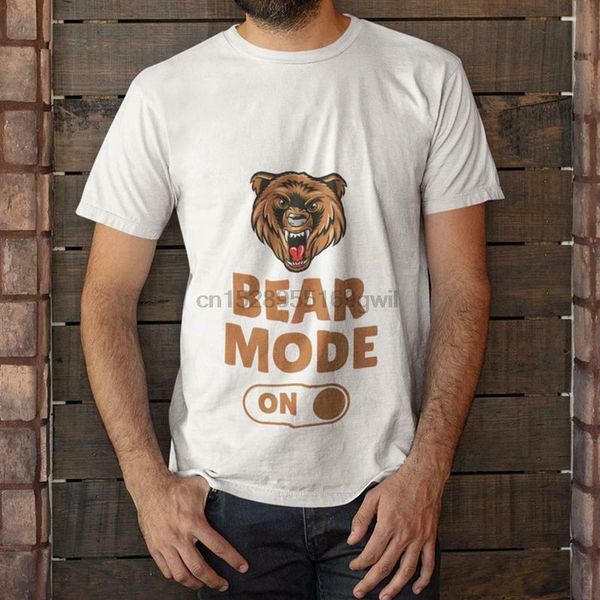 

bear mode on mens white t-shirt size s-5xl