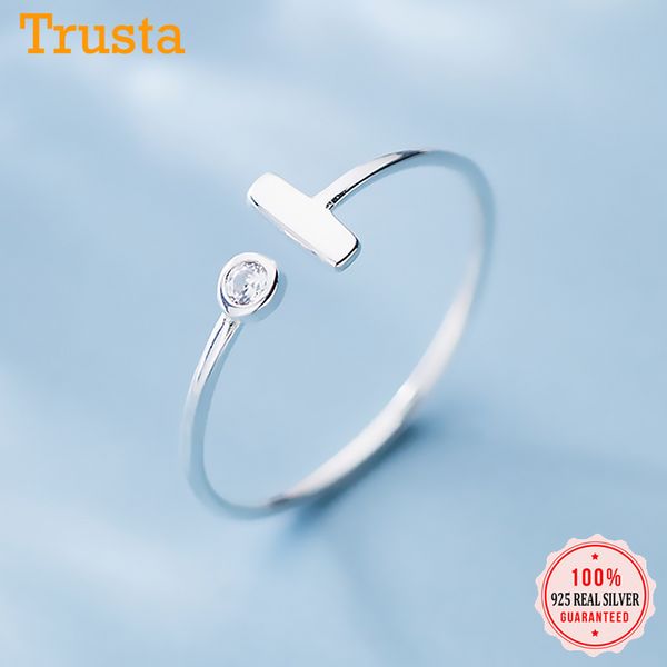 

cluster rings trustdavis real 925 sterling silver minimalist geometric stick cz opening for women wedding party fine s925 jewelry da1527, Golden;silver