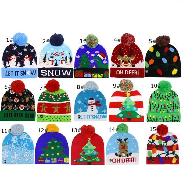 

led световой cap hat рождество хэллоуин knit beanies грелка light up бал череп caps фестиваль мультфильмов night флэш-gorros ski bonnet a120, Yellow