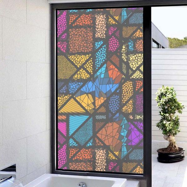 

2x removable static mosaic glass window film home bathroom office decoration