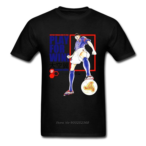 

captain tsubasa play for win t shirt short sleeve men's t-shirt vintage cotton men's funny tees hip hop streetwear