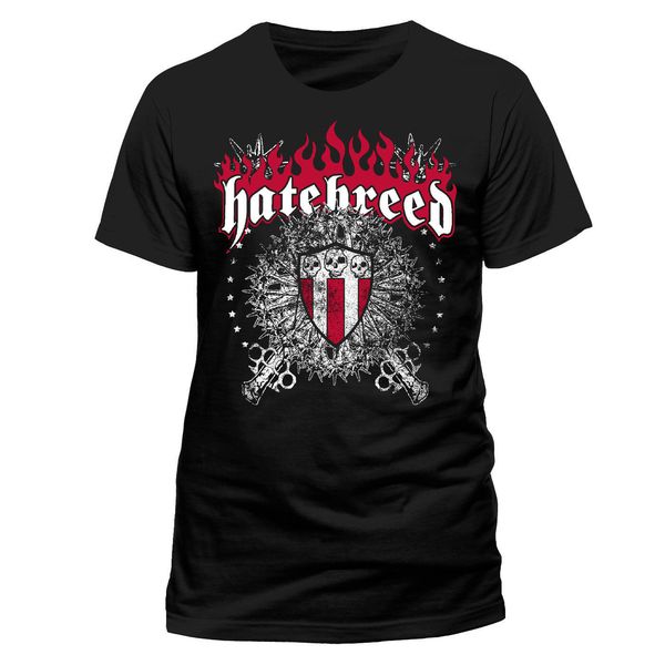 

hatebreed 'skull and maces' t-shirt 100% cotton short sleeves tee shirts tee fashion t shirts slim fit o-neck plus size