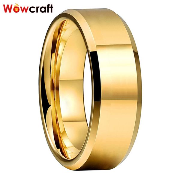 

wedding rings 8mm tungsten bands engagement gold for men women polished shiny beveled edges comfort fit 6mm available, Slivery;golden