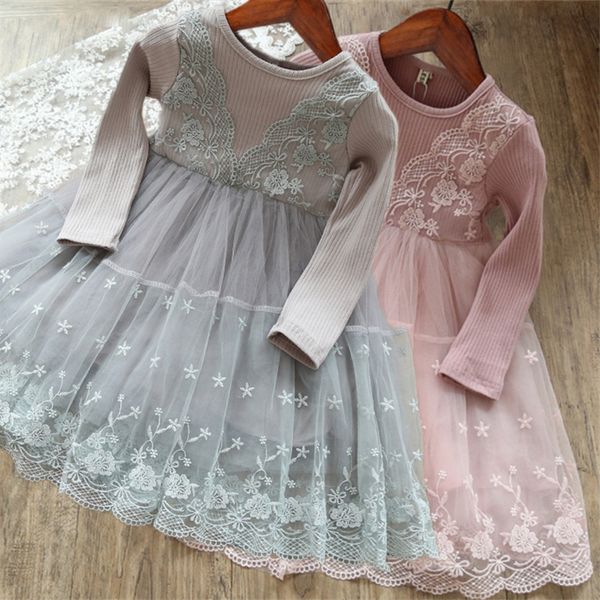 

girl's dresses girl lace dress age 3-8 baby kids princess long sleeved wedding party children clothes gown formal events, Red;yellow