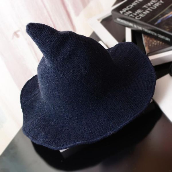 

2020 new halloween gift modern witch made from sheep wool female fashion witch pointed basin bucket hat accessories