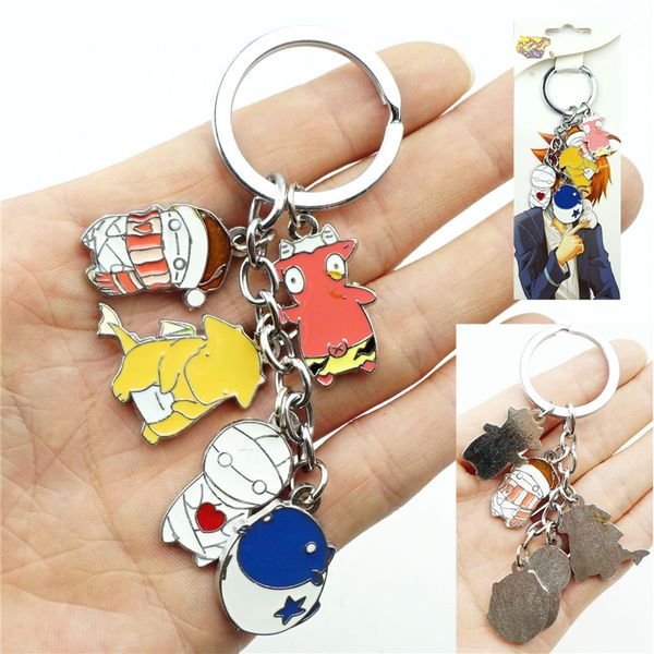 

anime cute how to keep a mummy keychain keyring 5 in 1 set alloy metal pendant cartoon figures key ring cosplay accessories, Silver