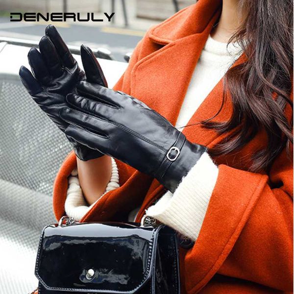 

glove genuine leather touch screen warm winter gloves women guantes mujer gloves luvas motorcycle winter 2020 promotion, Blue;gray