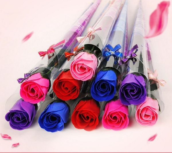 

36pcs flower soaps bath body rose petal wedding favors birthday gifts home decoration 5 colors flower soap rose ing