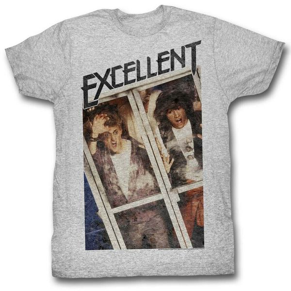 

bill and ted men's short sleeve t-shirt gray heather excellent