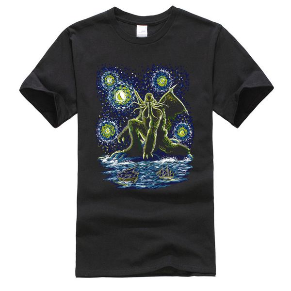 

starry night cthulhu 3d printed tshirts for men lovecraft pure cotton classic art t shirt 2019 christmas tee-shirts