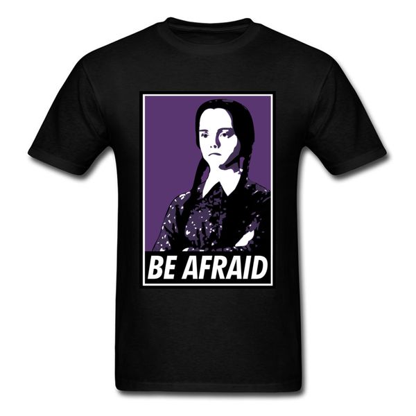 

be afraid 2018 trendy character print men t-shirt fashion black purple t shirt o neck short sleeve cotton fabric