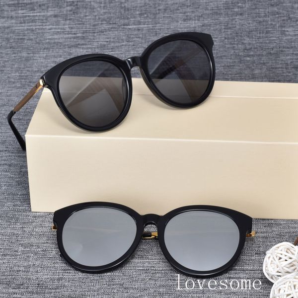 

sunglasses lovesome retro fashion korean brand design gentle women men round acetate frames mirror polarizing glasses with case, White;black