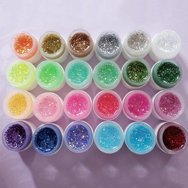 

nail gel 24 colors glitter powder glue 1pc 8ml bling polish lacquer shimmer uv shine diamond sequins manicure, Red;pink
