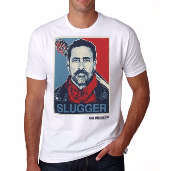

2019 summer new print tee shirt for male the walking dead negan slugger white t-shirt cool t-shirt