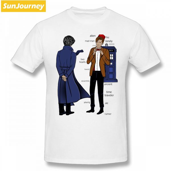 

sherlock meets the doctor who summer t shirt random men t shirt cotton big size short sleeve t shirts