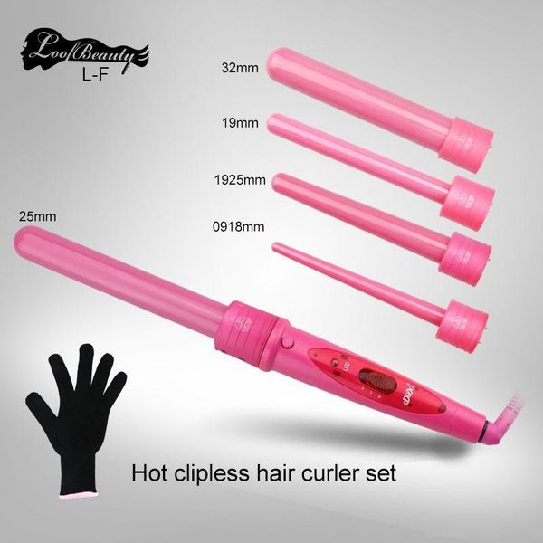 

5 in 1 interchangeable ceramic hair curler curling wand dodo l-f1-5p 09-32mm curler wand retail package 10pcs/lot