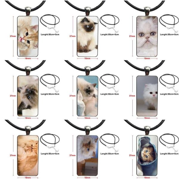 

for girls statement maxi glass pendant necklace handmade half pendant rectangle necklace himalayan cat kitten, Silver