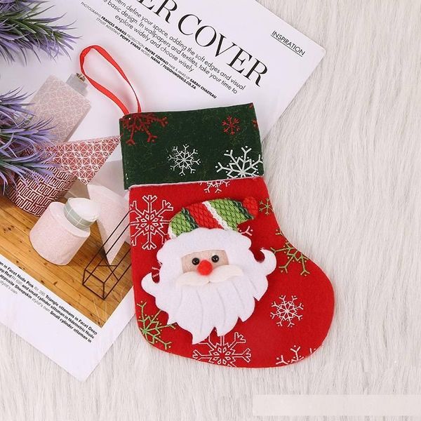 

thick suede new christmas stocking christmas tree ornaments christmas gifts bag cartoon elements santa claus, snowman, reindeer and bear